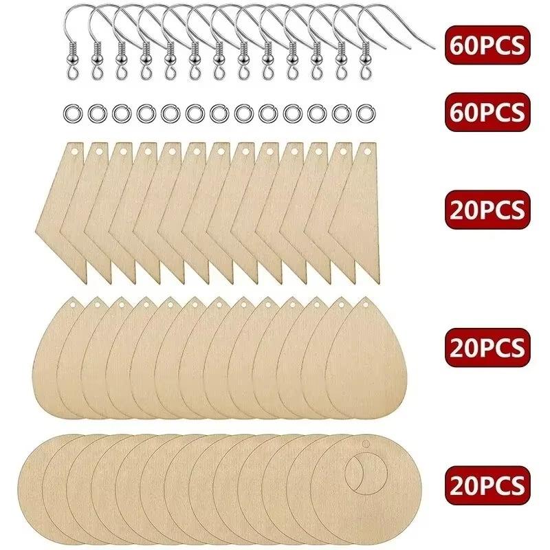 

Набор для DIY из 60 деревянных подвесок для серег, креативные геометрические подвески в форме капли и конуса, заготовки из дерева, аксессуары для изготовления украшений, поделки A