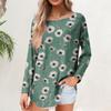 Women's  Loose Casual Flower Printed Round Neck Long Sleeved T Shirt Top Pullover Long Sleeved Sweatshirt