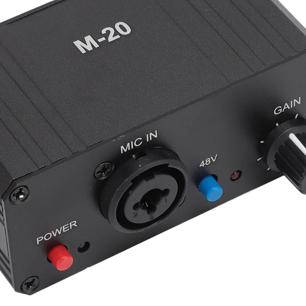 Mikrofonvorverstärker, Mikrofon-Gain-Verstärker, Audio-Booster, Hoher Gain, 48V Phantomspeisung, XLR-Ausgang, für Dynamische und Kondensatormikrofone
