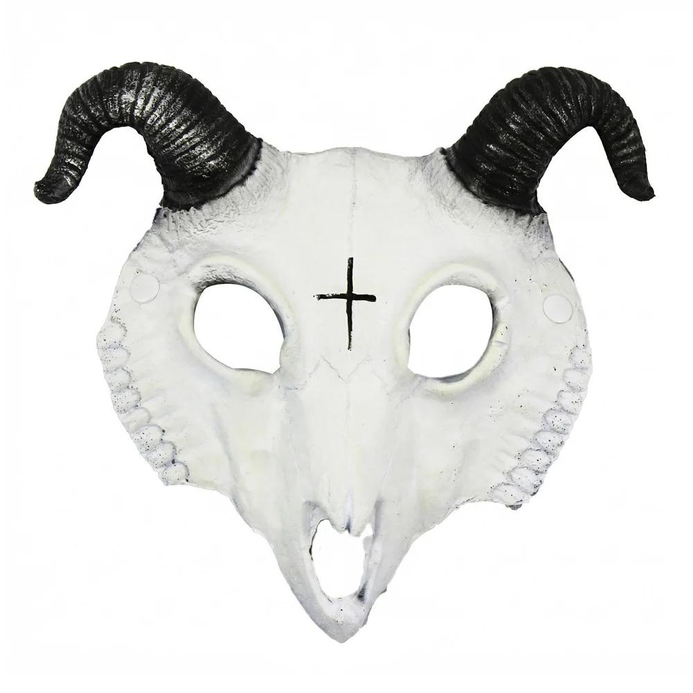 Maschera Creativa Integrale di Capra con Corna Festa Festival Cosplay Accessori Costume Halloween Teschio di Pecora Maschera con Corna di Ariete