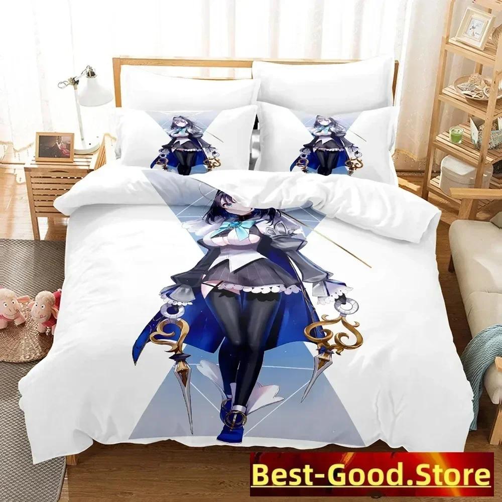 Ouro Kronii Bedding Set Single Twin Full Queen King Size Bed Set Adult Kid Bedroom Duvetcover Sets Anime Parure De Lit Bed
