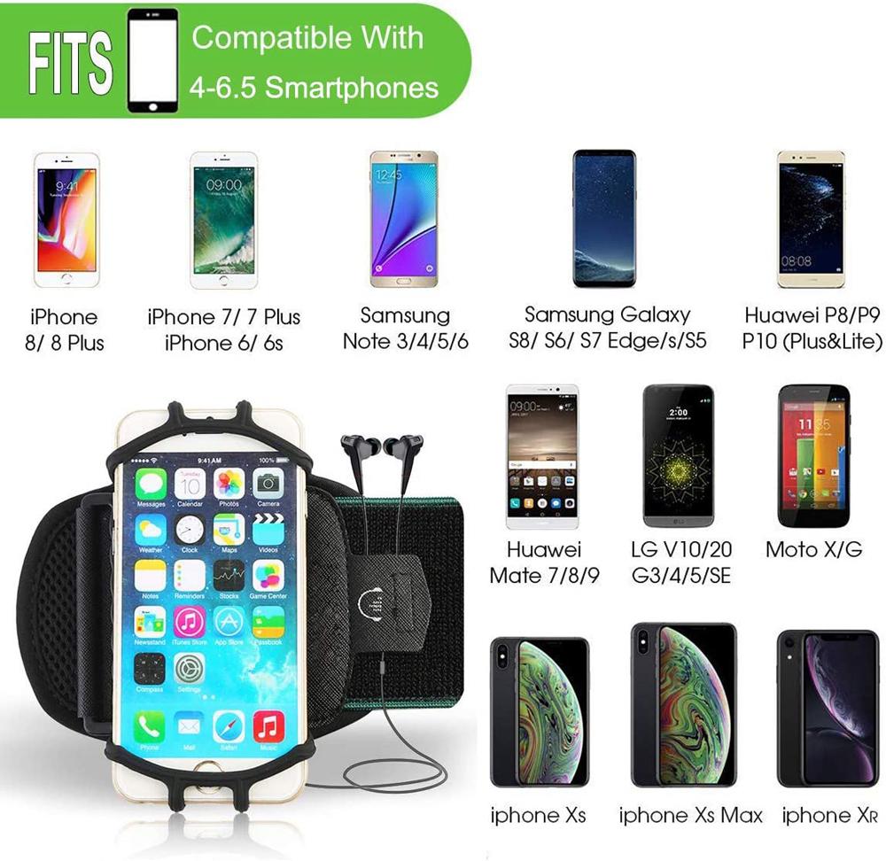 Support de téléphone pour poignet Mobile Amovible Rotation 360° Sac de poignet pour téléphone pour la course à pied Sac de bras pour emporter Navigation pour le fitness le cyclisme