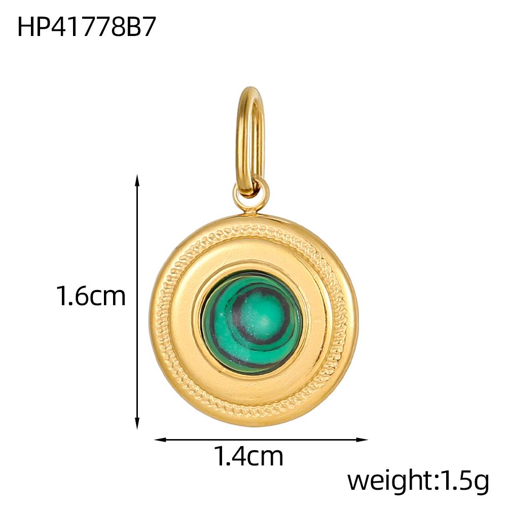 CARLIDANA Vintage Stainless Steel Pendant Gold Plated Multi-Colored Round Natural Stone Handmade Diy Necklace Jewelry Charms