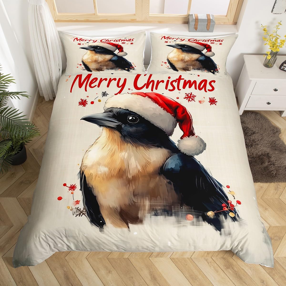 

Christmas Duvet Cover King Size Cute Dog Quilt Cover Boys Girls Bohemian Room Decor Animal Bedding Collection 3 Piece Set EU Single(135x200cm)