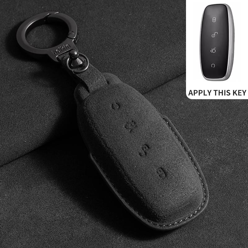 Suede Car Key Case Cover For Denza D9 Dm-I Car Key Protective Shell Accessories