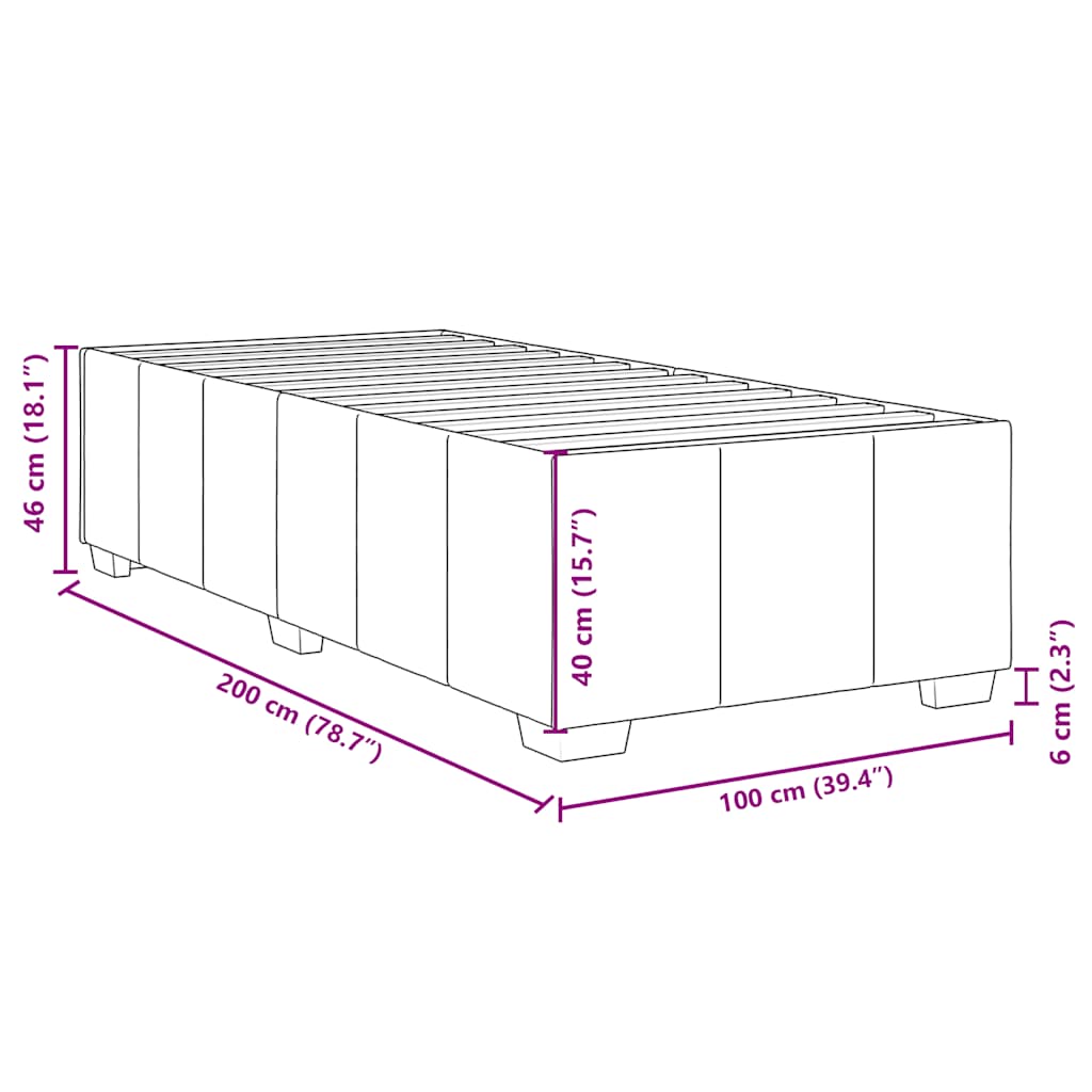 Bed Frame without Mattress Cream 100x200 cm Fabric