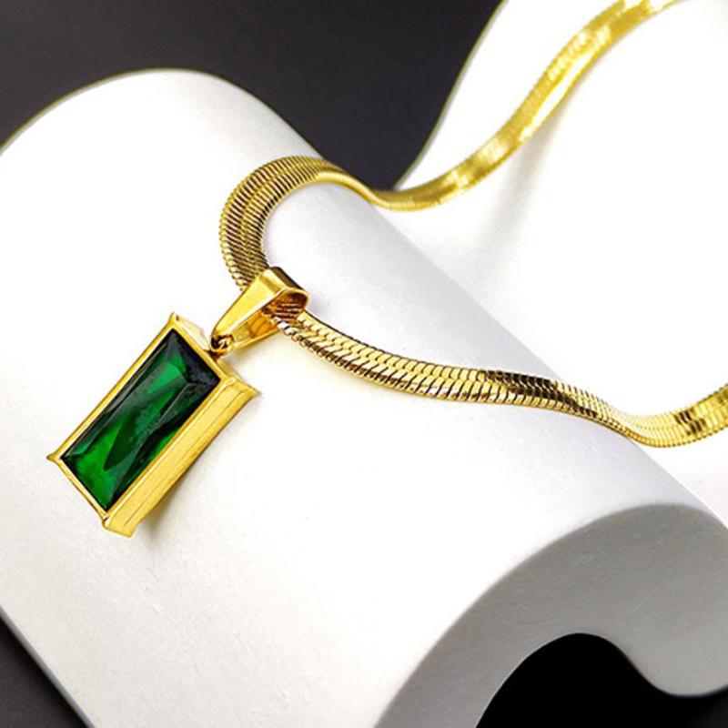 Naszyjnik z kwadratową zawieszką w stylu vintage dla kobiet, olśniewający choker ze stali nierdzewnej, łańcuszek typu 'snake bone' na szyję, biżuteria