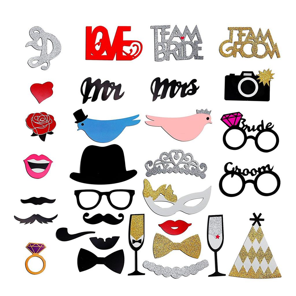 31pcs Funny Birthday Photo Booth Props DIY Wedding Groom Bridal Party Decor Baby Shower Bride To Be Bride Team Shooting Props