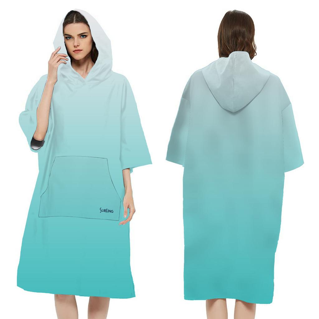 Pocket Style Large Beach Towel Bath Towels Quick Dry Hooded Cloak Wetsuit Adult Kids Poncho Parent-Child Bathrobe for Swim Surf