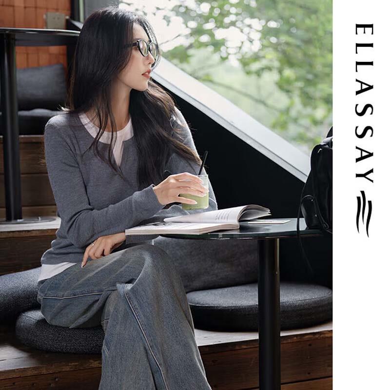 

ELLASSAY Women s Faux Two-Piece Color Block Knit Sweater S