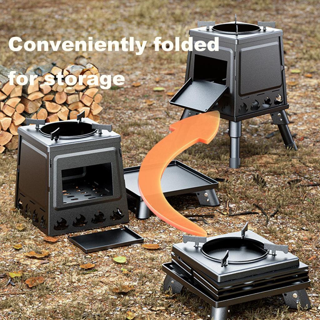 Outdoor Camping Wood Stove, Suitable For Hiking And Outdoor Cooking, Easy To Carry And Assemble, High-Efficiency Combustion