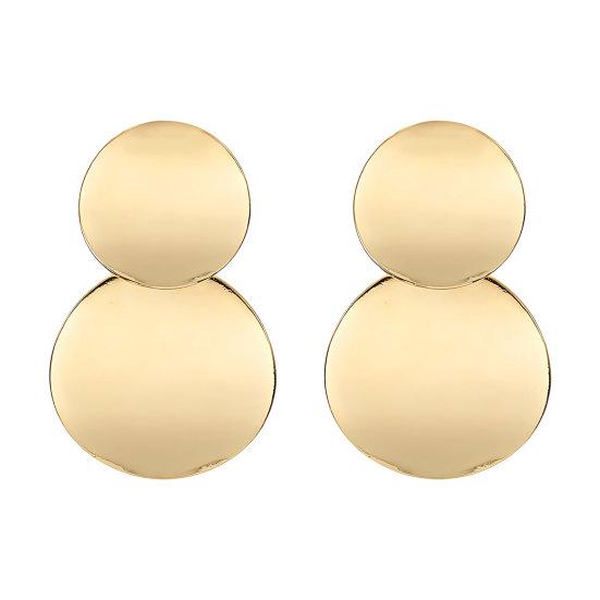 Chunky Circle Dangle Earrings Geometric Circle Stud Earrings Double Circle Earrings Round Disc золотистый