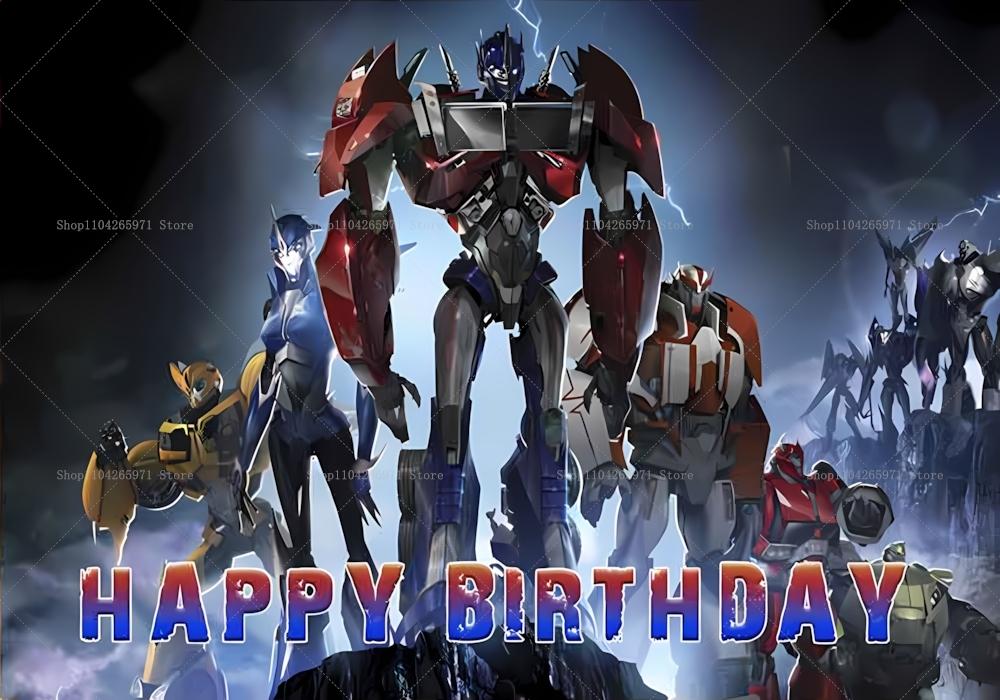Fun Transformers Background Banner with Optimus Prime Theme for Kids, Children's Party Decoration