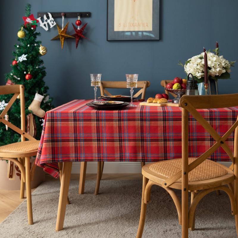 Green Plaid Christmas Tablecloth, Tartan Table Cloth Decorations, Winter Holiday Tablecloths For Rectangle Tables Parties Dining