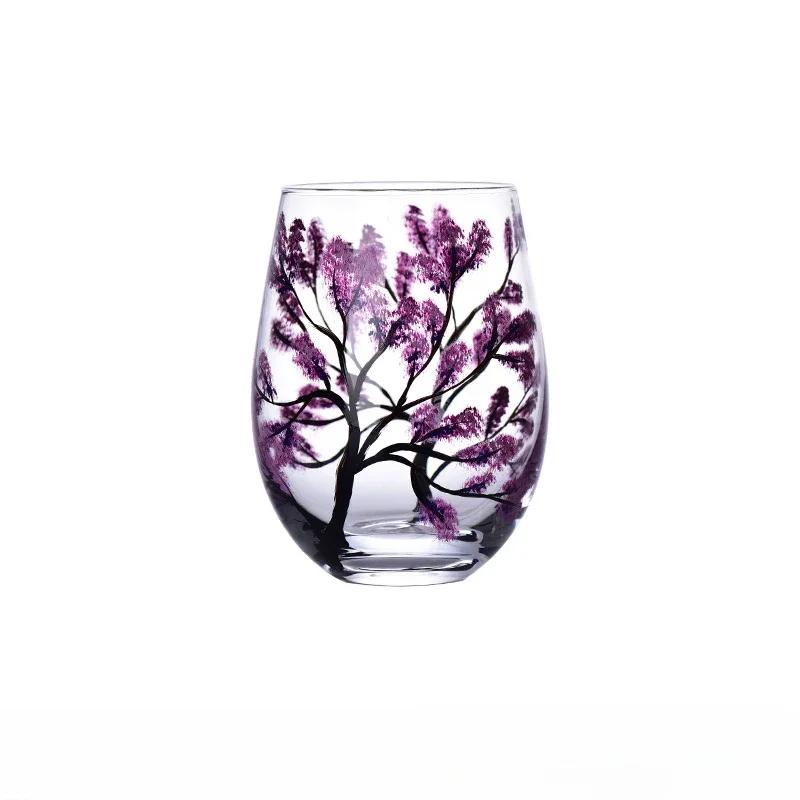 Calice Dipinto in Vetro di Cristallo Calice Creativo Dipinto a Mano Quattro Stagioni Calici da Vino Bicchieri da Bevuta Calice da Cocktail