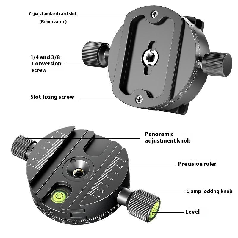 Qj-08/Qj-08S 360° Panoramic Rotating Quick Release Plate Clamp Tripod Head Universal Camera Photography Quick Release Base