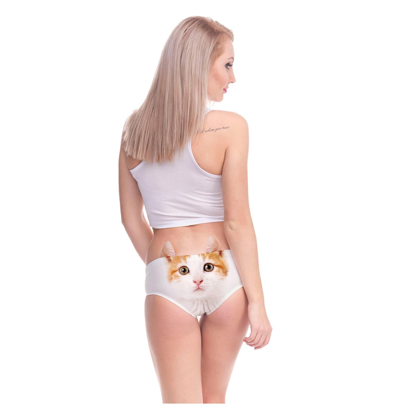

Мультяшный принт ушек животных, бесшовное дышащее женское нижнее белье, трусы-слипы с низкой посадкой, сексуальные One Size белый
