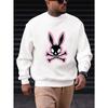 Men'S Casual Round-Neck Sweatshirt Featuring a Rabbit Skull And Crossbones Design 100% Cotton Printed Long-Sleeve Crew Neck Pullover