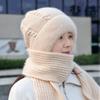 Scarf Integrated Hat Winter Women's New Scarf Hat Warm Knitted Headgear Plush Thickened Wool Hat Knitted Hat