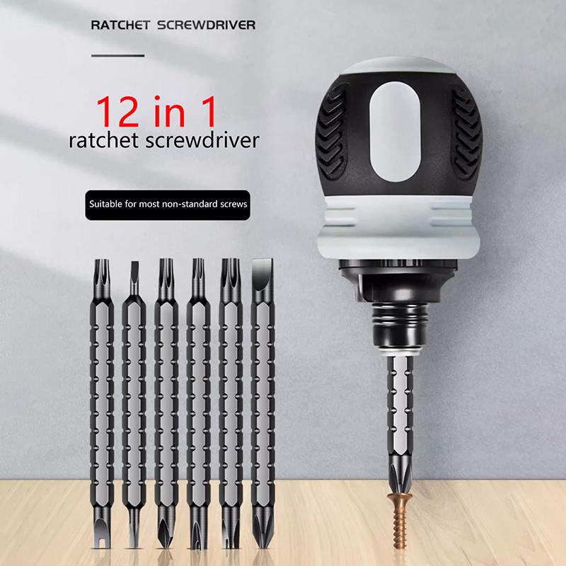 Ratchet Screwdriver Set Short Shaped Radish Head High Hardness Labor-Saving Multi-Functional Dual-Purpose