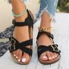 Women's Plus Size Casual Sandals Cross Strap Adjustable Buckle Footbed Comfort Summer Shoes Flat Sole Lightweight Slip On
