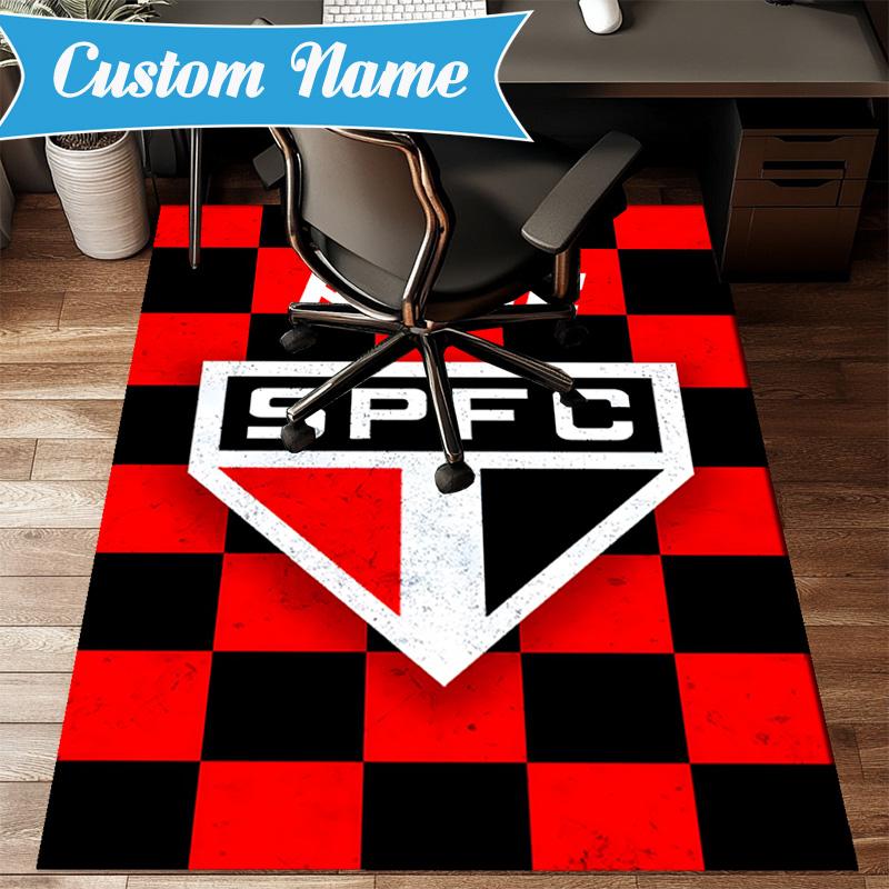 Custom Name Sao Paulo Team Spirit Rug Game Carpet, Floor Mat for Bedroom Living Room Entryway Rug, Home Decor Idea Gift for Christmas birthday