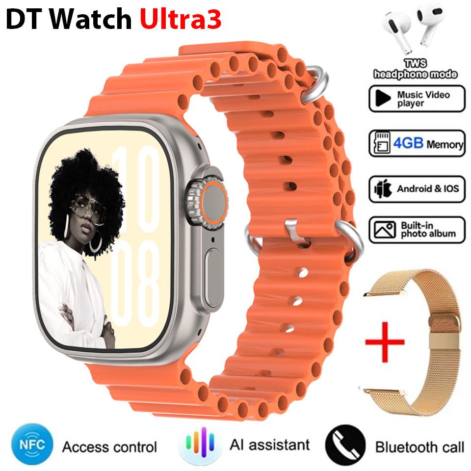 DT Ultra 3 Smartwatch Amoled Screen 4GB MP3 MP4 Player Bluetooth Network Sharing APP Store ChatGPT Smart AI Watch Man Sportwatch