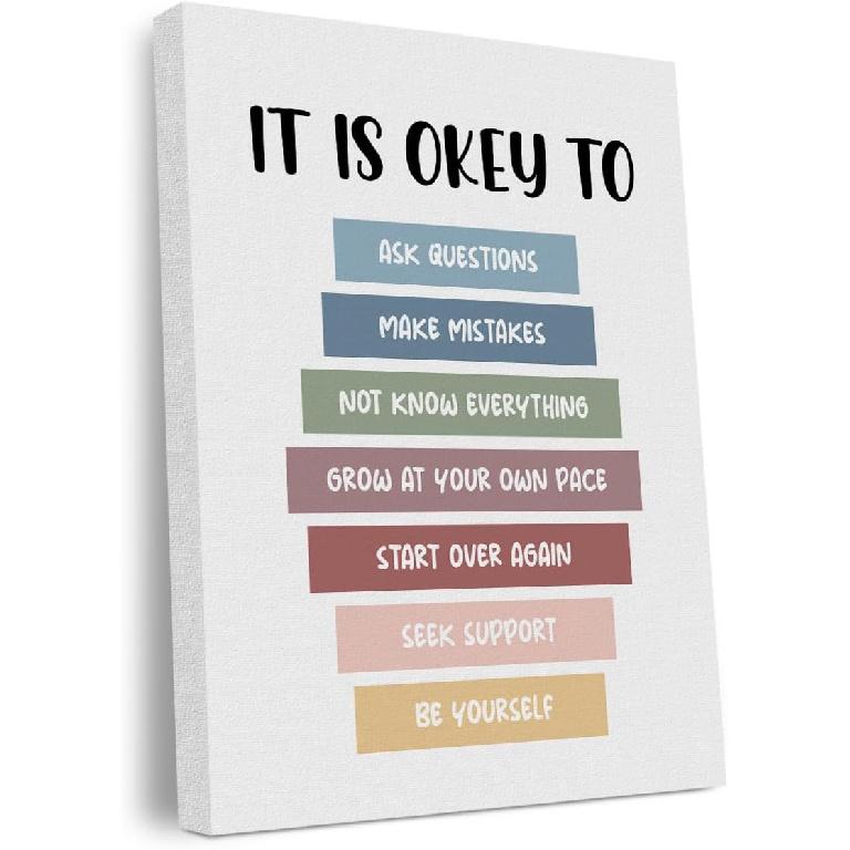 Pirational Positive Affirmations Canvas Wall Art Framed Art Motivational Therapy Office Decor Growth Mindset Wall Decor Modern Artwork Living Room