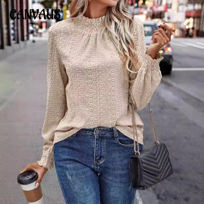 Top da Donna Autunno Nuovo Jacquard Girocollo Manica Lunga