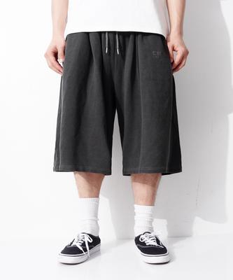 QT8 GARMENTS Lb Washed Wide Bermuda Sweat Shorts (Charcoal)
