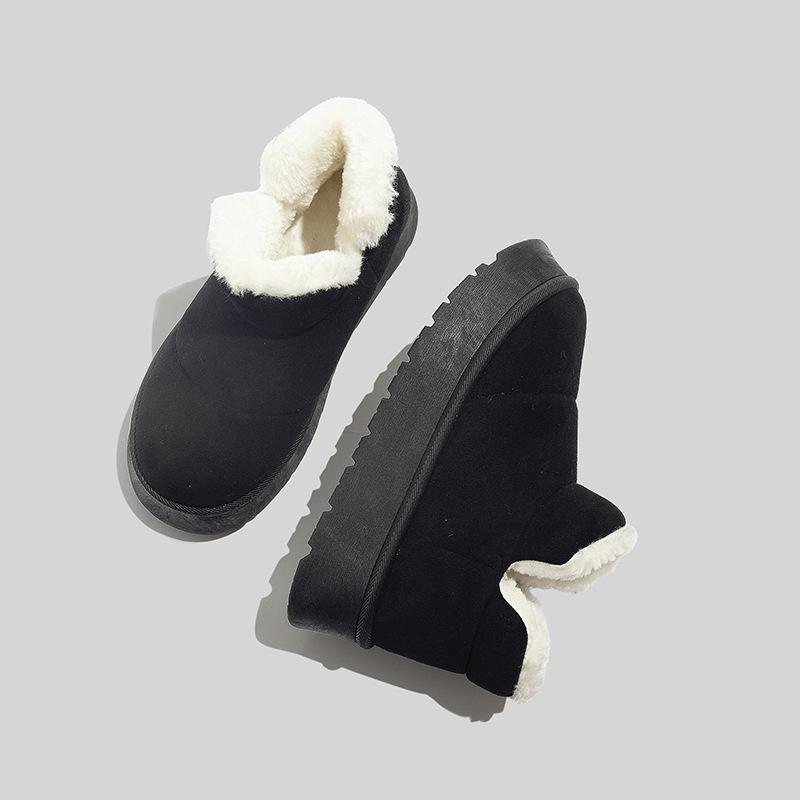 Belle warm fur integrated snow boots winter 22 new piled thickened non-slip cotton shoes B2 35