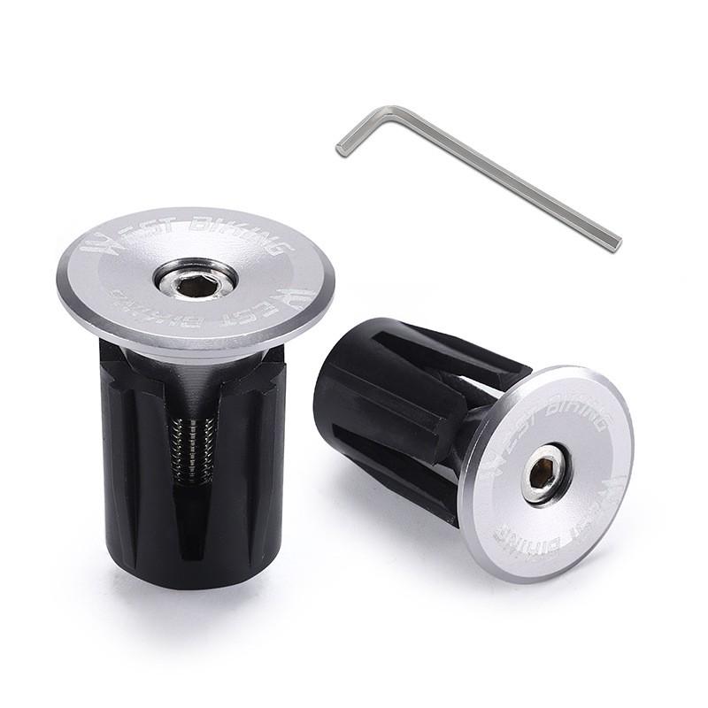 

1 Pair Mountain Road Bike Handlebar End Plugs Aluminum Alloy Handle Bar End Cap Bike Grip Cover Bicycle Accessories One Size срібний