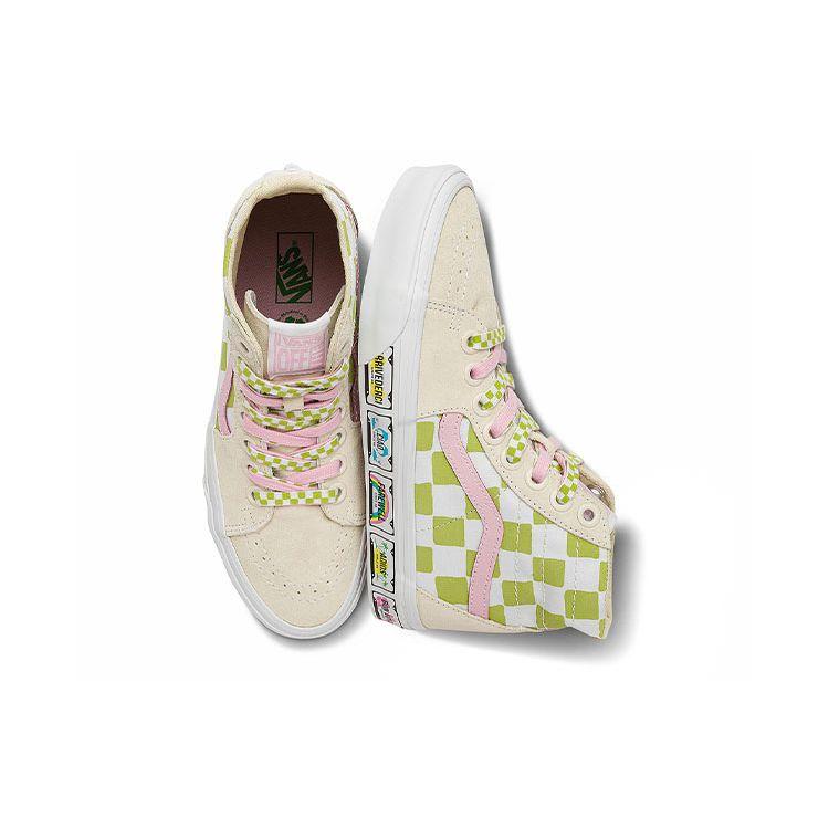 Emma Mulholland On Holiday X Vans Sk8-Hi Tapered Whimsical Checkerboard Unisex Sneakers Tan Multi-Color True-White VN0A5KRU6GL