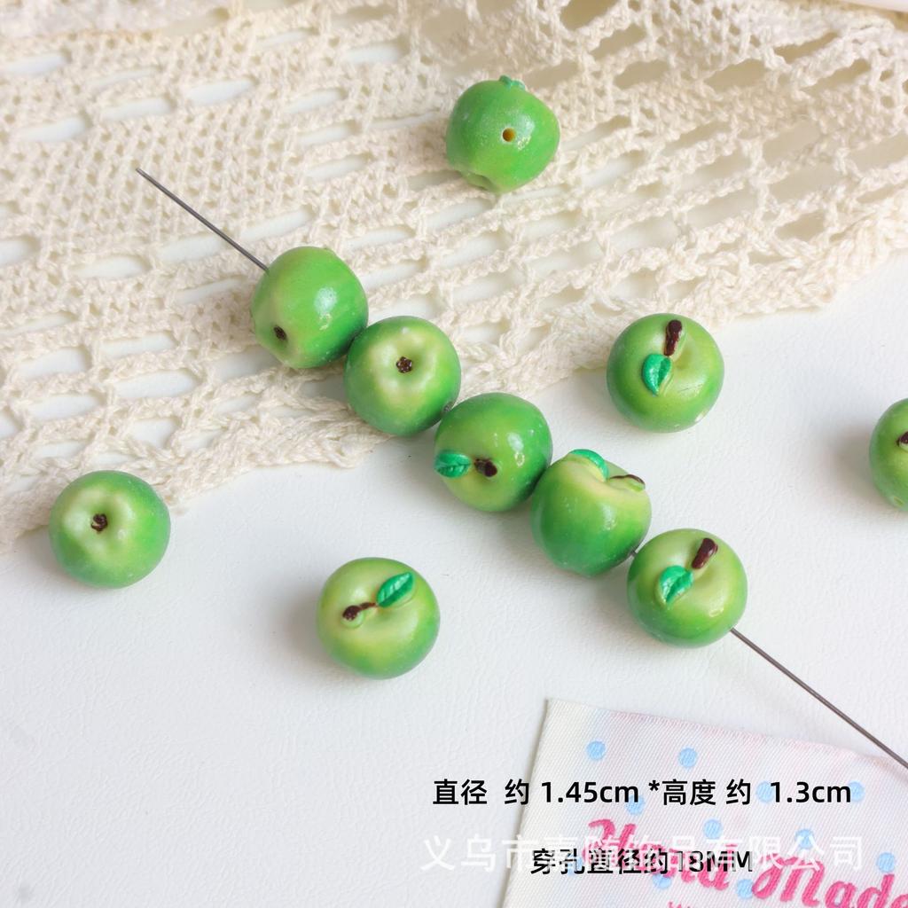 5Pcs Realistic Fruit Miniature 3D Apple Resin for Handmade DIY Bracelet Necklace Loose Bead Cute Girl Pendant Charm Accessories