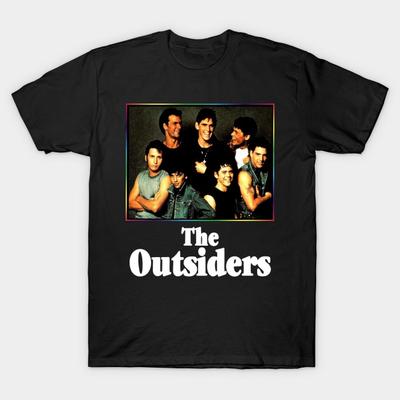 Men Black Print T-shirt The Outsiders Movie No-Cut Transfer Paper Print Cotton Tshirt