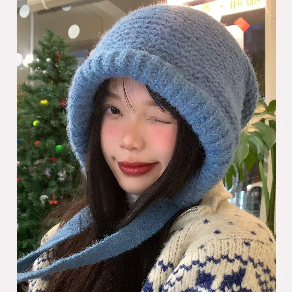Bag hat female Hepburn style lazy straps stack hat sweet 2025 autumn and winter new warm versatile wool hat