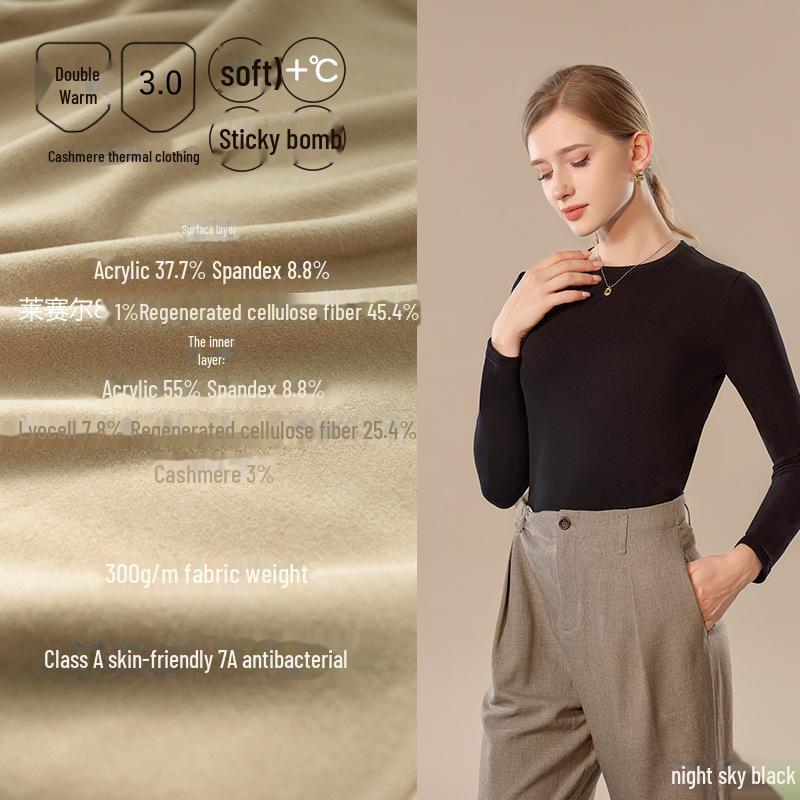 

Женская теплая рубашка Meiyabi из кашемира - немецкий кашемир, антибактериальная, осенне-зимняя одежда, ткань Tencel, качество класса А. L/120-140 lbs