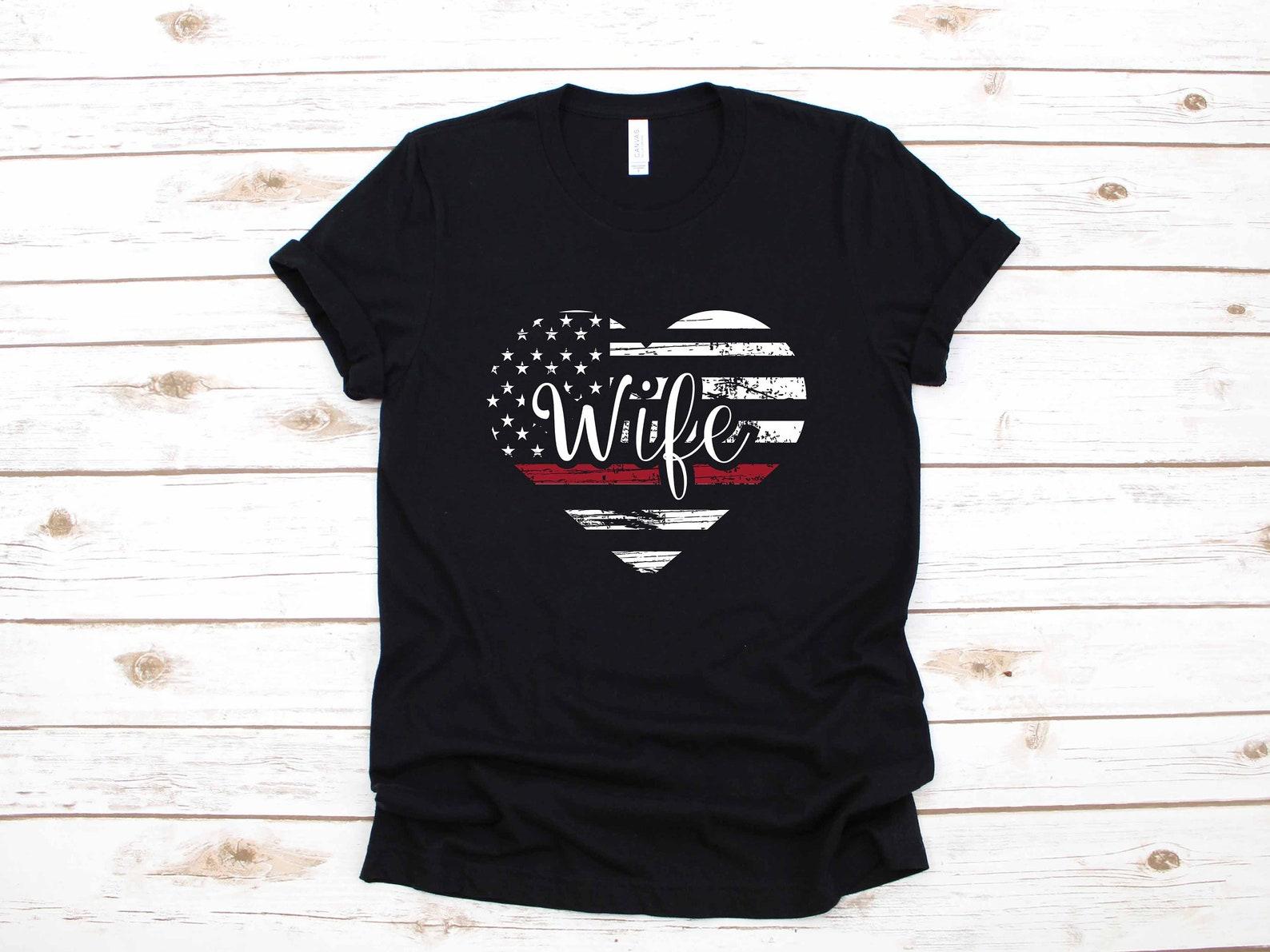 Firefighter Wife Thin Red Line Heart Spouse Gift | T-Shirt |T-shirt | T-shirt | T-shirt | Womens Tank Top 4XL