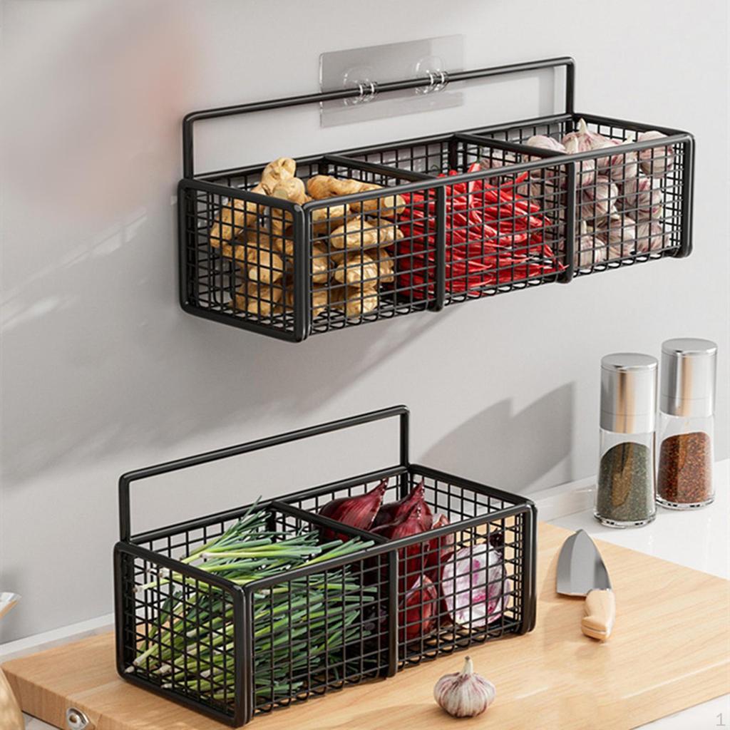 3 Pieces No Drill Wall Hanging Bathroom Basket Combo, Fruit Wire for Shower Multipurpose