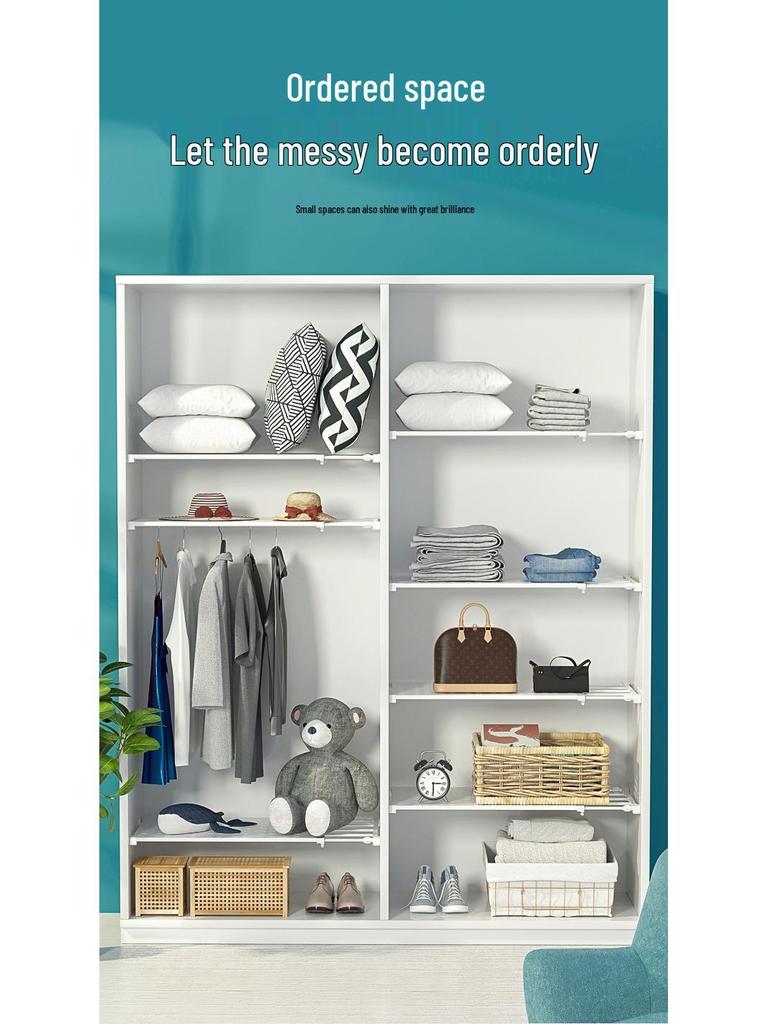 Nail-Free Retractable Storage Shelf for Closet, Kitchen, Dorm, Cabinet, or Bathroom