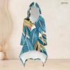 Women Plus Size Two Piece Set Hooded Long Sleeve High Low Top Tropical Leaf Printed Fitted Pants