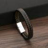 Braided Rope Woven Black Leather Men Bracelets Punk Style Stainless Steel Bangle for Friend Charm Fashion Jewelry Gifts