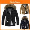 Luxurious Faux Fur Hooded Mens Parka Padded Lined Winter Jacket Warm Coat