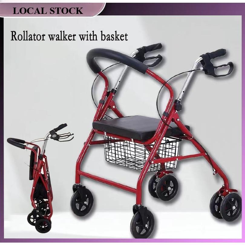 Roller Walker Adult Wheelchair Trolley Shopping Shopping Folding Mobility Scooter Rehabilitation Assistance Quadricycle