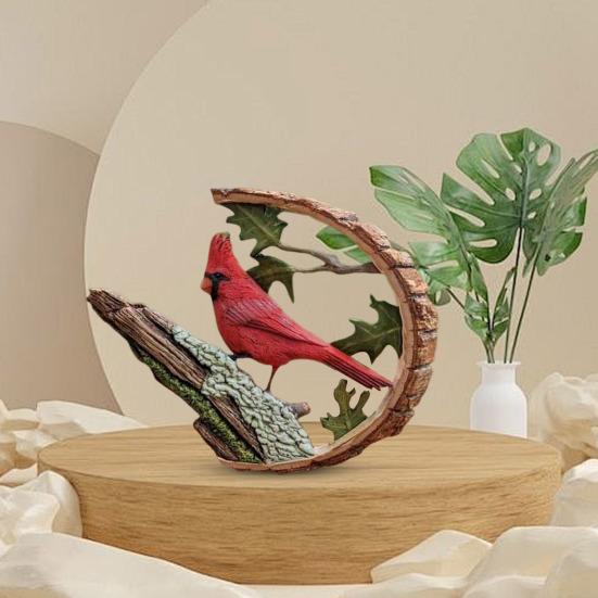 1 pár červených ptáčků z pryskyřičné ozdoby pro domácí dekorace, figurka štěstí a červeného ptáka