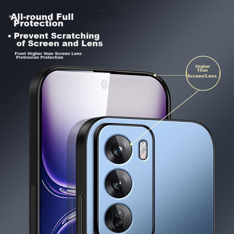 OPPO Reno12 Phone Case, OPPO Reno12 Protective Cover, AG Frosted Lens Full Protection, Real Machine Feel, Simple Luxury Anti-Dropn, Graphite Black