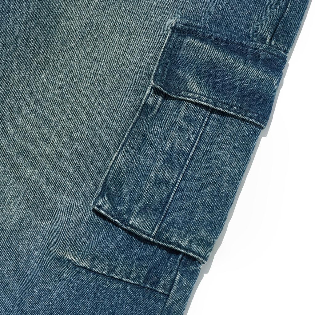 FILLUMINATE Washed Denim Cargo Pants - Indigo
