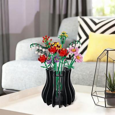 Educational Wooden Block Decorative Vase Wood Safe Sturdy Fun Office Desk Accessory