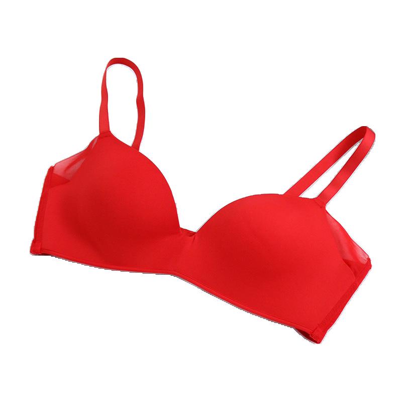 Tangge Red Silk Wire-free Thin Seamless Mulberry Silk Bra