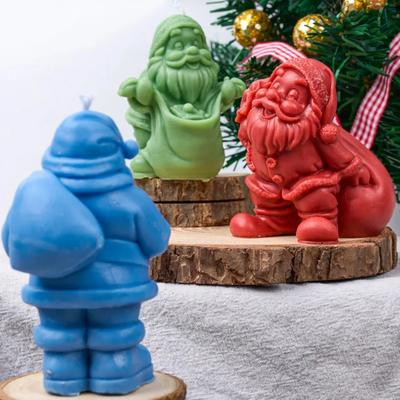 Weihnachten Weihnachtsmannförmige Silikonkerzenformen Aromatherapie Gips Backform Festival-Serie Dekorative Geschenkform